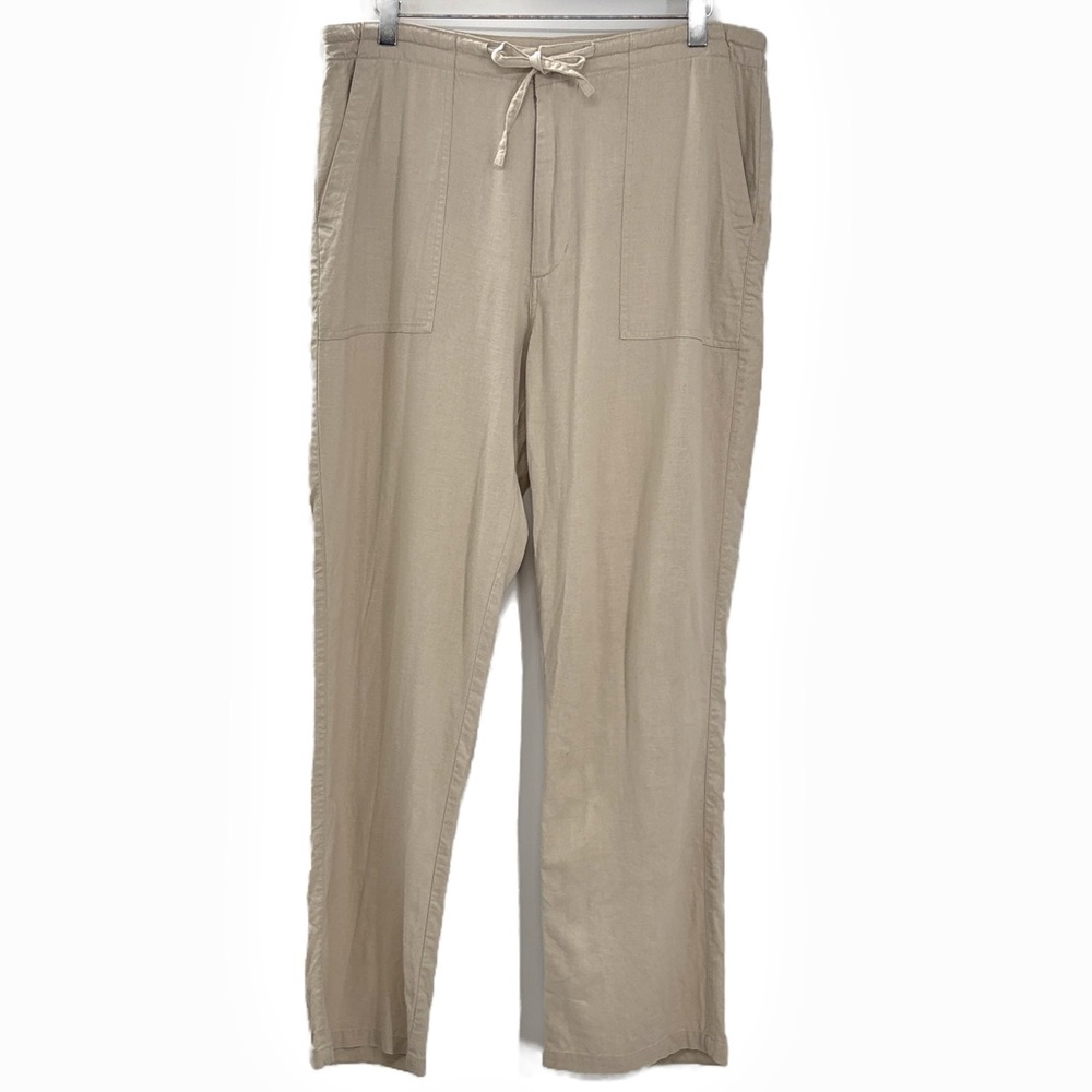 Bruno Washable Linen Blend Lightweight Drawstring Pants in Beige - Size 34